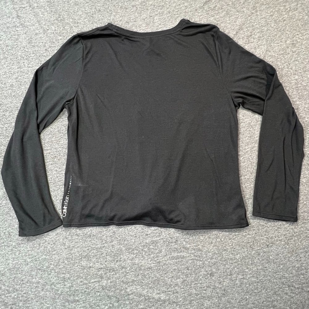 CALVIN Klein Performance Black Knot Long Sleeve Crew Neck Workout Shirt | Sz XL - Picture 2 of 11